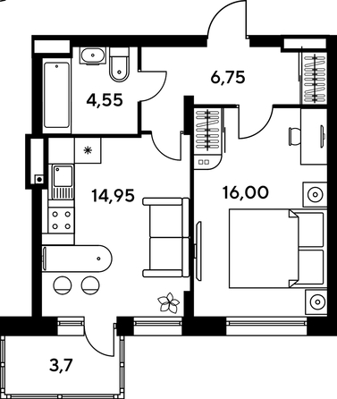 
   Продам 2-комнатную, 45.85 м², Сезоны

. Фото 1.