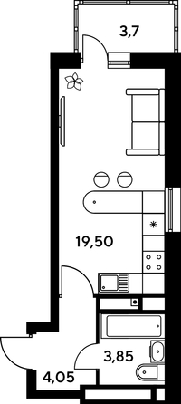 
   Продам студию, 33.2 м², Сезоны

. Фото 1.