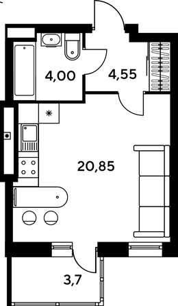 
   Продам студию, 33.4 м², Сезоны

. Фото 1.