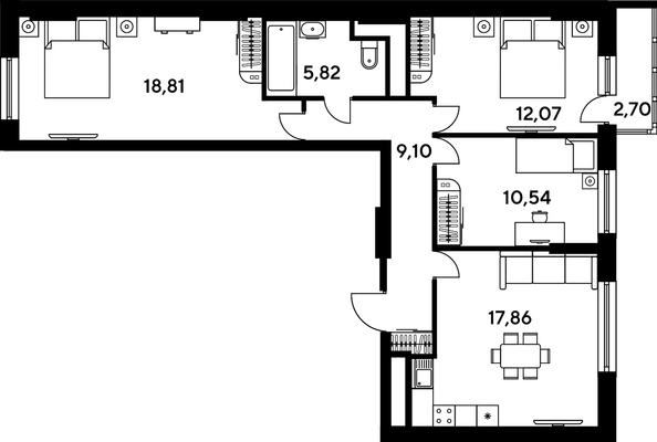 
   Продам 3-комнатную, 77.85 м², Малина Парк, дом 4

. Фото 1.