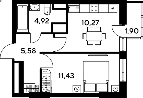 
   Продам 1-комнатную, 35.17 м², Малина Парк, дом 4

. Фото 1.