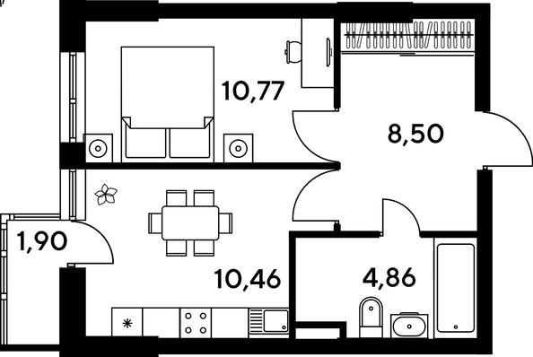 
   Продам 1-комнатную, 37.19 м², Малина Парк, дом 4

. Фото 1.