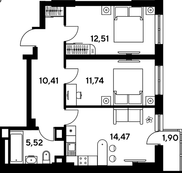 
   Продам 3-комнатную, 57.75 м², Малина Парк, дом 4

. Фото 1.