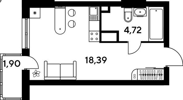 
   Продам студию, 25.22 м², Малина Парк, дом 4

. Фото 1.