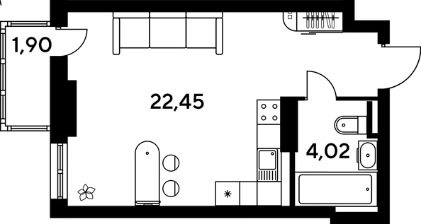 
   Продам студию, 28.37 м², Малина Парк, дом 4

. Фото 1.