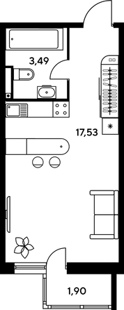 
   Продам студию, 24.13 м², Малина Парк, дом 1

. Фото 1.