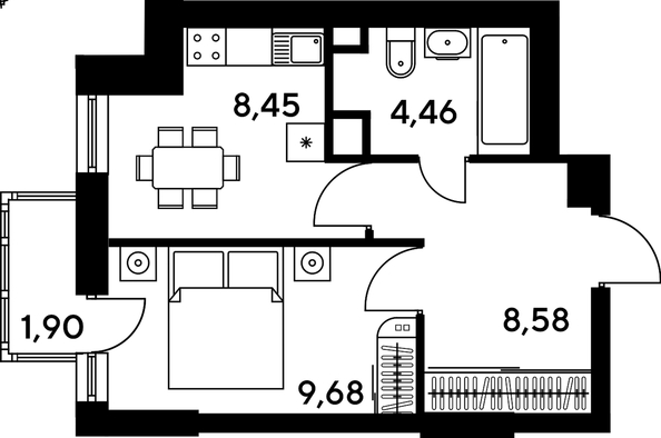 
   Продам 1-комнатную, 33.63 м², Малина Парк, дом 4

. Фото 1.