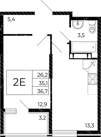 
   Продам 1-комнатную, 36.7 м², Флора, литера 3.1

. Фото 1.