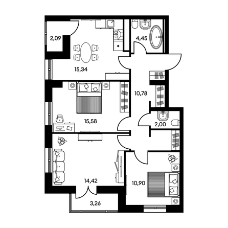 
  Продается 3-комн. квартира, 79.55 м², ЖК Культура, дом 2
. Фото 2.