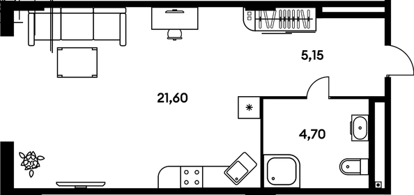 
   Продам 1-комнатную, 31.55 м², Гринсайд, 5.1-5.5

. Фото 1.