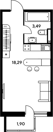 
   Продам студию, 24.13 м², Малина Парк, дом 1

. Фото 1.