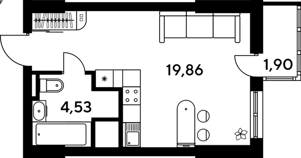 
   Продам студию, 26.18 м², Малина Парк, дом 4

. Фото 1.