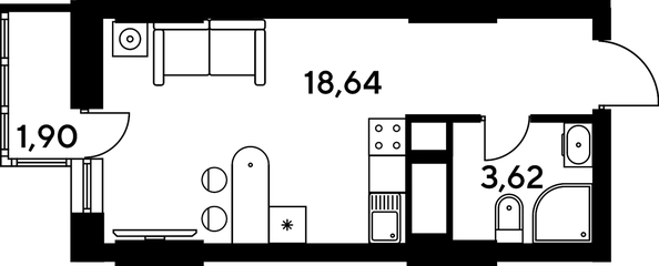 
   Продам студию, 23.76 м², Малина Парк, дом 4

. Фото 1.