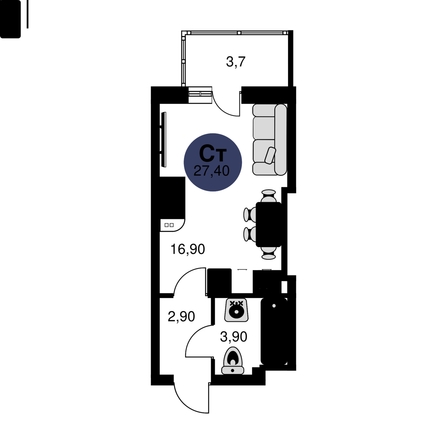 
  Продается студия, 27.4 м², ЖК Сезоны
. Фото 1.