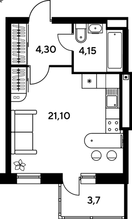 
   Продам студию, 33.35 м², Сезоны

. Фото 1.