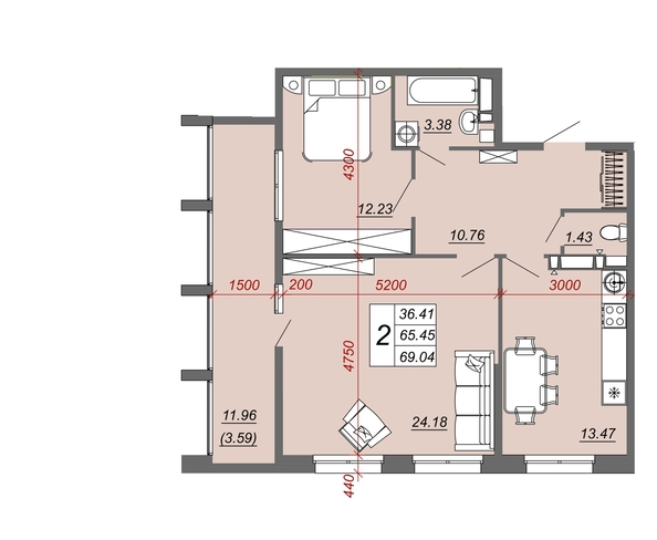 
   Продам 2-комнатную, 61.25 м², Зорге ул, 11Б

. Фото 1.