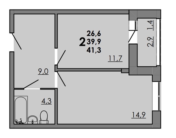 
   Продам 2-комнатную, 41.3 м², Gray (Грэй), кв-л 11-3

. Фото 1.