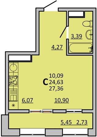 
   Продам студию, 27.36 м², Frame (Фрейм), 11Б

. Фото 1.