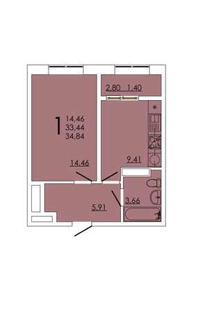 
   Продам 1-комнатную, 34.84 м², Frame (Фрейм), 11А

. Фото 1.