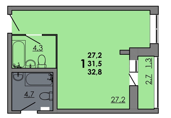 
   Продам студию, 32.8 м², Gray (Грэй), кв-л 11-2

. Фото 1.