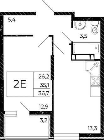 
   Продам 1-комнатную, 36.7 м², Флора, литера 2.1

. Фото 1.