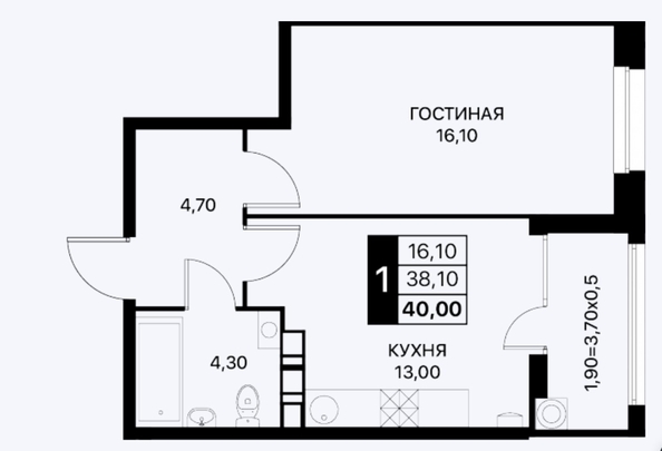 
   Продам 1-комнатную, 40 м², Берберовская ул, 9 ст 1

. Фото 20.