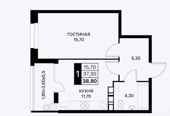 
   Продам 1-комнатную, 38.8 м², Берберовская ул, 19 ст 1

. Фото 20.