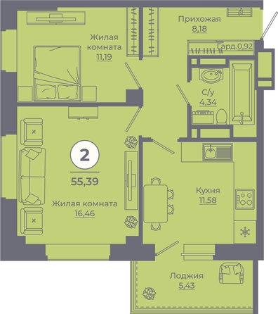 
   Продам 2-комнатную, 55.04 м², Сокольники, литера 8

. Фото 1.