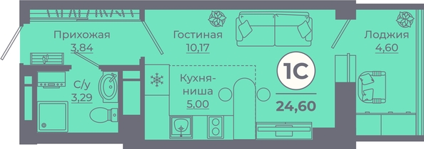 
   Продам студию, 24.57 м², Сокольники, литера 7

. Фото 2.