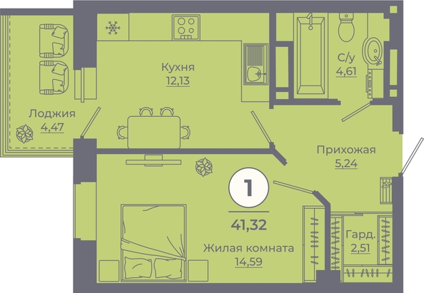 
   Продам 1-комнатную, 41.32 м², Сокольники, литера 9

. Фото 1.