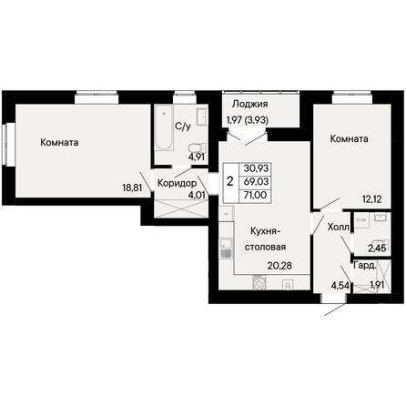 
   Продам 2-комнатную, 71 м², Курортный квартал Ривьера, дом 1

. Фото 1.