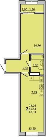 
   Продам 2-комнатную, 47.33 м², Frame (Фрейм), 11Б

. Фото 1.