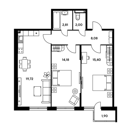 
   Продам 3-комнатную, 65.97 м², Малина Парк, дом 1

. Фото 1.