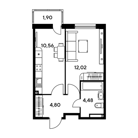 
   Продам 1-комнатную, 34.42 м², Малина Парк, дом 1

. Фото 1.