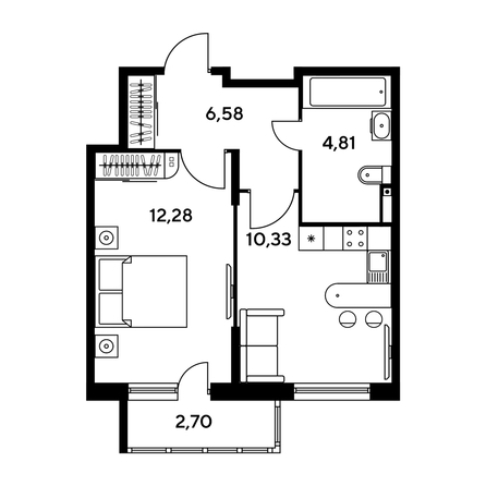 
   Продам 1-комнатную, 36.56 м², Малина Парк, дом 1

. Фото 1.