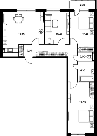 
   Продам 3-комнатную, 81.88 м², Малина Парк, дом 1

. Фото 1.