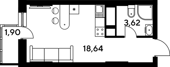 
   Продам студию, 24.06 м², Малина Парк, дом 4

. Фото 1.