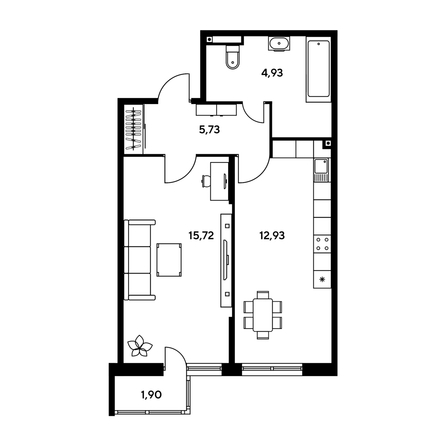 
   Продам 1-комнатную, 42.32 м², Малина Парк, дом 1

. Фото 1.