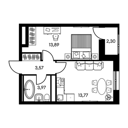 
   Продам 2-комнатную, 37.42 м², Культура, дом 2

. Фото 1.