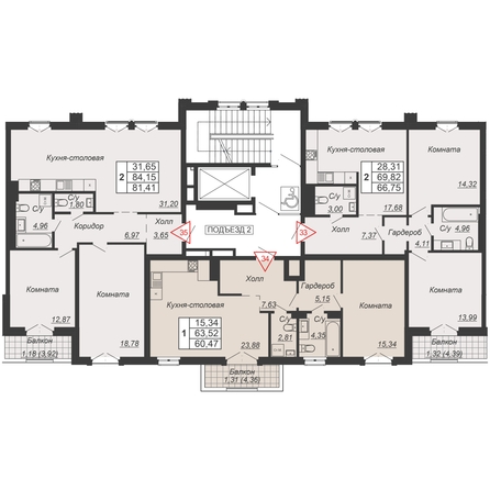 
  Продается 2-комн. квартира, 66.75 м², ЖК Дом-резиденция Собрание
. Фото 1.