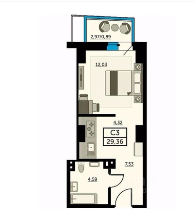 
   Продам студию, 29 м², 23-я линия ул, 54

. Фото 16.