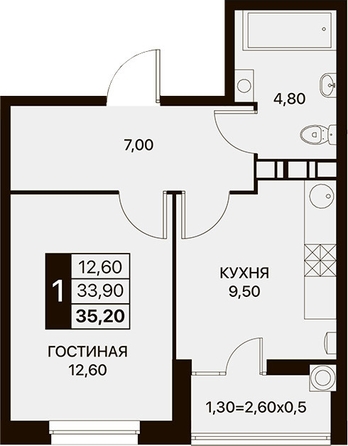 
   Продам 1-комнатную, 36.5 м², Берберовская ул, 11

. Фото 20.
