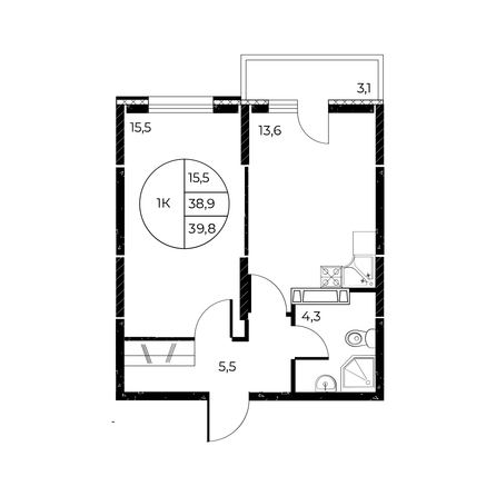 
   Продам 1-комнатную, 39.8 м², Панорама на Театральном, литера 1

. Фото 1.