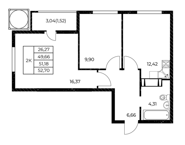 
   Продам 2-комнатную, 52.7 м², Звезда Столицы 2

. Фото 1.