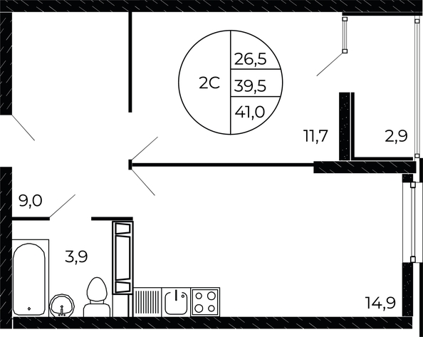 
   Продам 2-комнатную, 40.5 м², Александра Невского ул, 2 лит 1.3

. Фото 1.