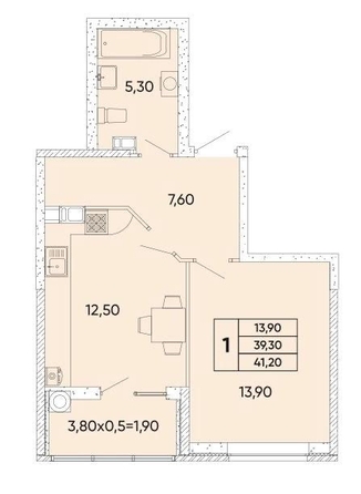 
   Продам 1-комнатную, 41.2 м², 40-летия Победы пр-кт, 111/2

. Фото 12.