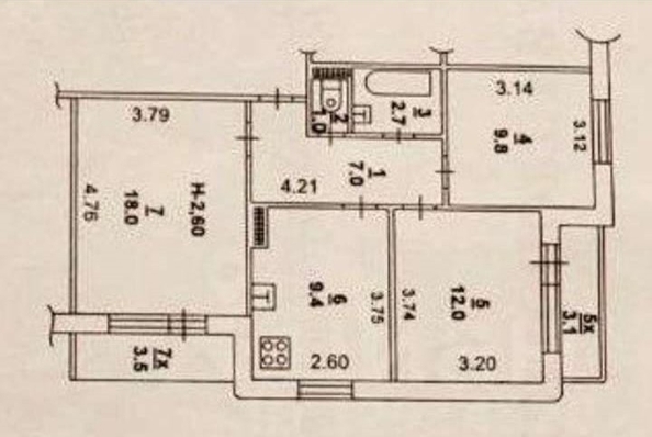 
  Продается 3-комн. квартира, 61 м², Добровольского ул, д. 11
. Фото 17.