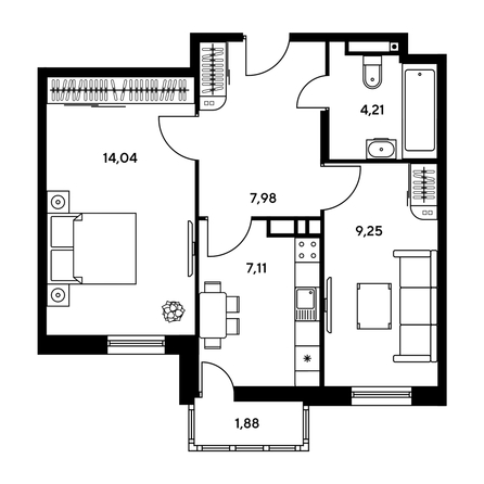 
  Продается 2-комн. квартира, 43.89 м², ЖК Гринсайд, 5.1-5.5
. Фото 1.