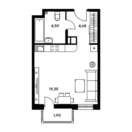 
  Продается студия, 30.36 м², ЖК Гринсайд, 5.1-5.5
. Фото 1.
