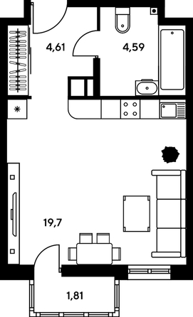 
  Продается студия, 30.48 м², ЖК Гринсайд, 5.1-5.5
. Фото 1.
